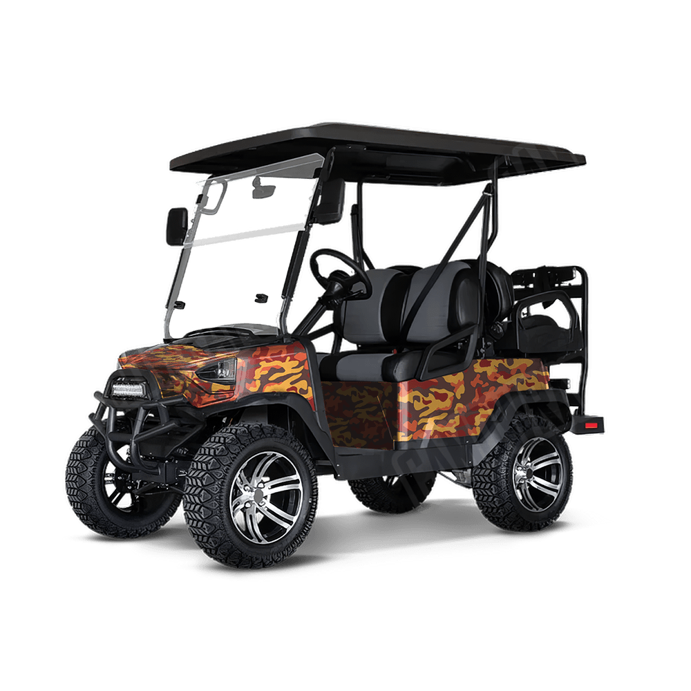 Large Classic Autumn Golf Cart Camo Vinyl Wrap