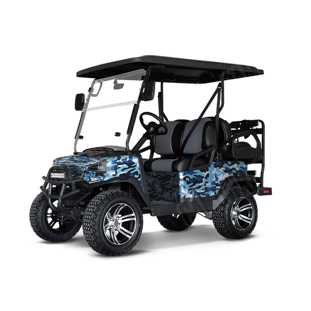 Large Classic Baby Blue Golf Cart Camo Vinyl Wrap