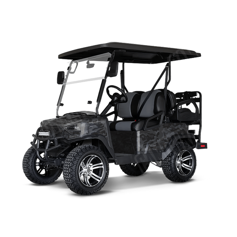 Large Classic Elite Black Golf Cart Camo Vinyl Wrap