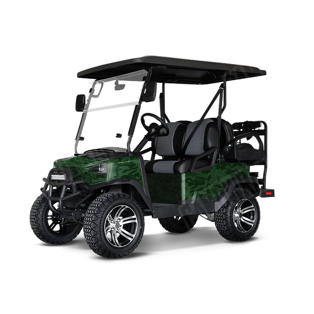 Large Classic Elite Green Golf Cart Camo Vinyl Wrap