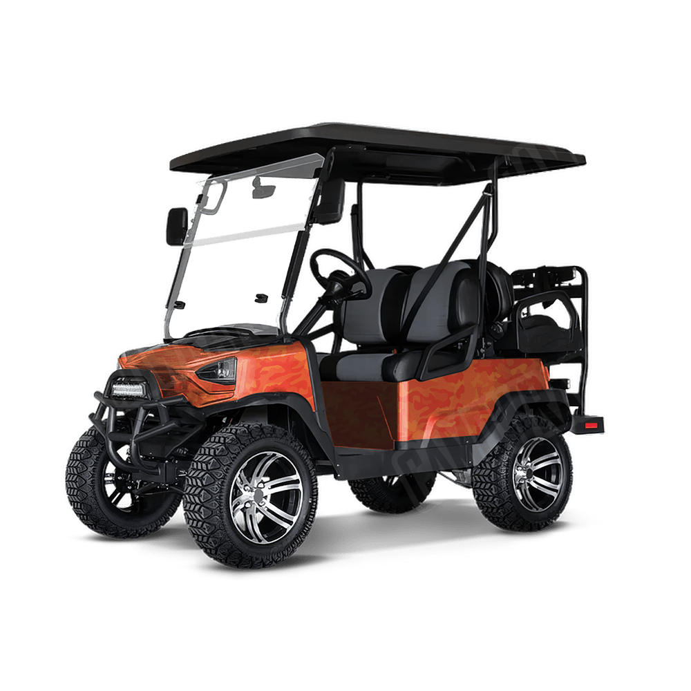 Large Classic Elite Orange Golf Cart Camo Vinyl Wrap