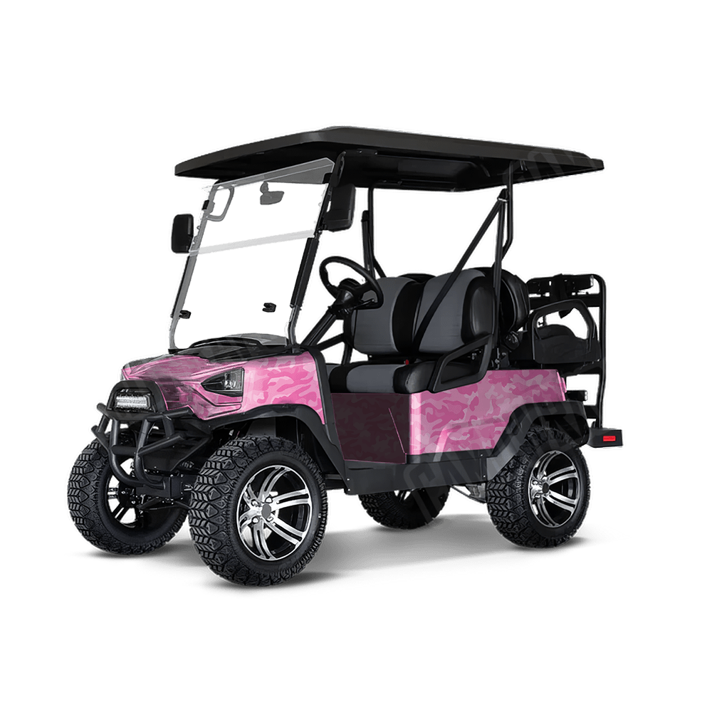 Large Classic Elite Pink Golf Cart Camo Vinyl Wrap
