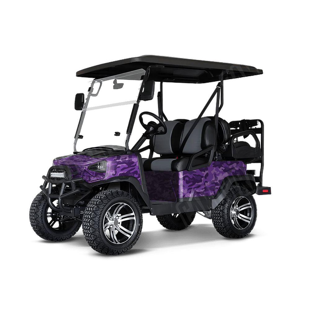 Large Classic Elite Purple Golf Cart Camo Vinyl Wrap