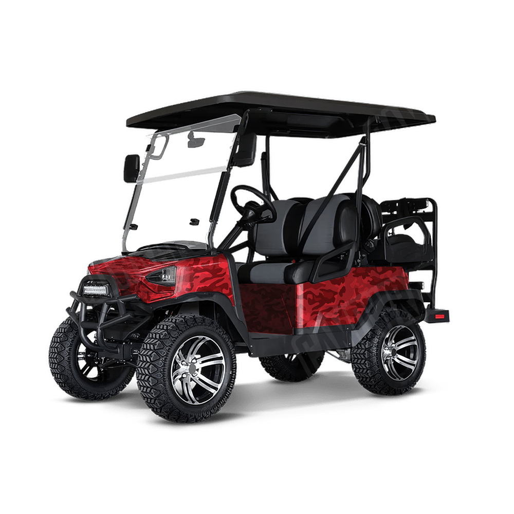 Large Classic Elite Red Golf Cart Camo Vinyl Wrap