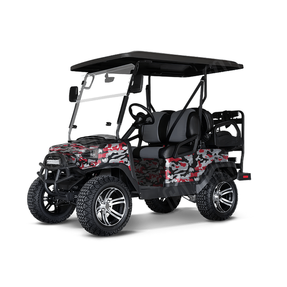 Large Classic Red Tiger Golf Cart Camo Vinyl Wrap