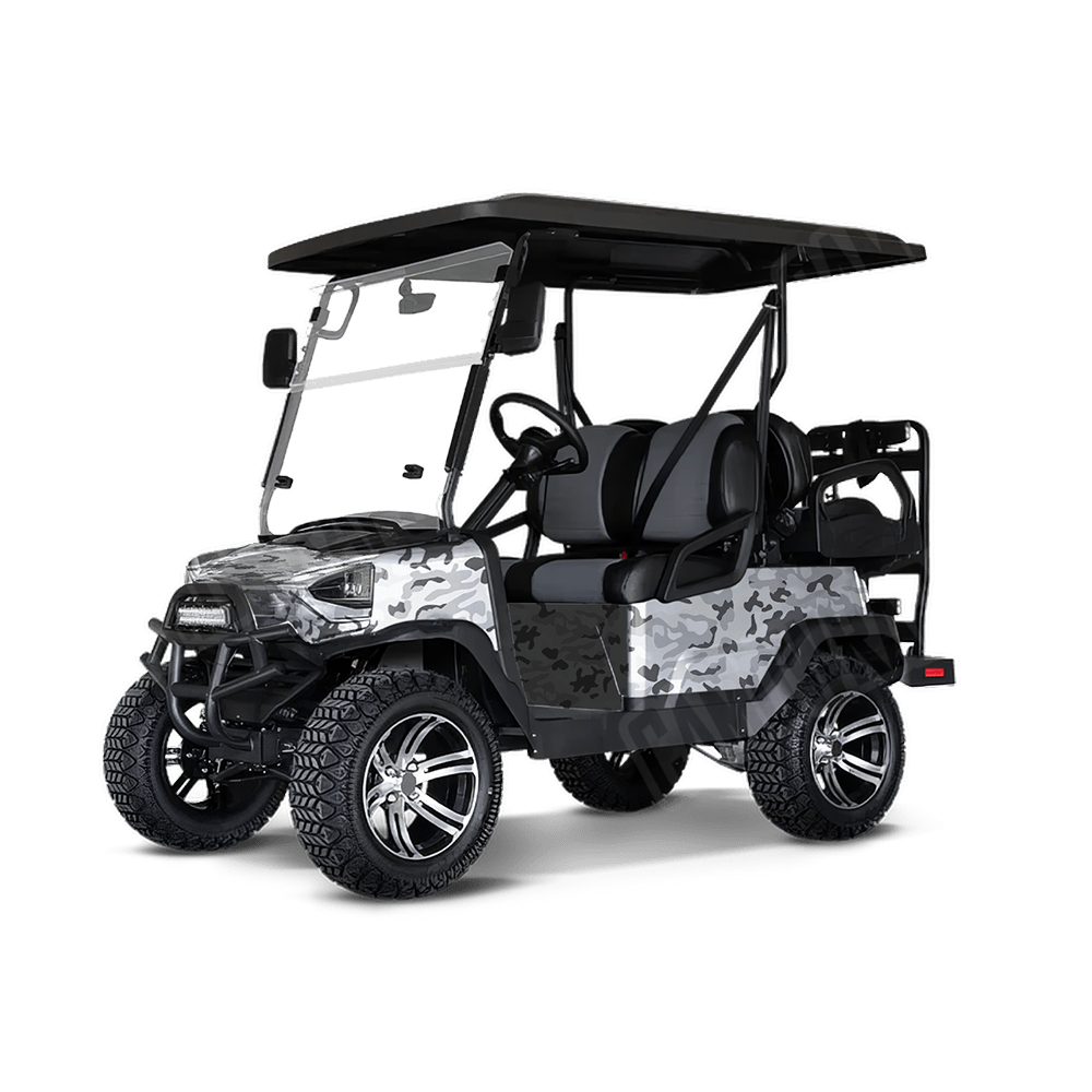 Large Classic Snow Golf Cart Camo Vinyl Wrap