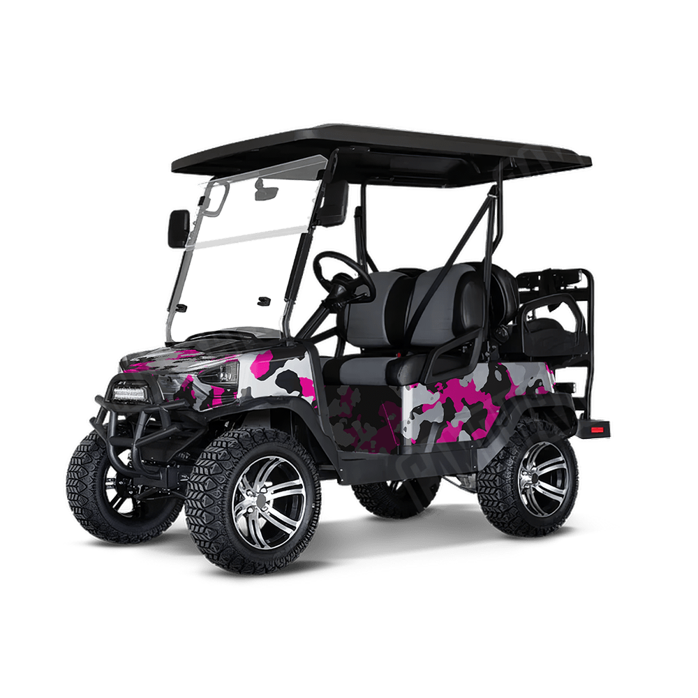 Large Cumulus Magenta Tiger Golf Cart Camo Vinyl Wrap