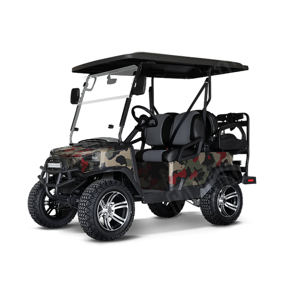 Large Cumulus Militant Red Golf Cart Camo Vinyl Wrap
