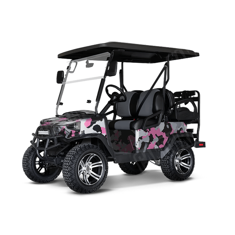 Large Cumulus Pink Tiger Golf Cart Camo Vinyl Wrap