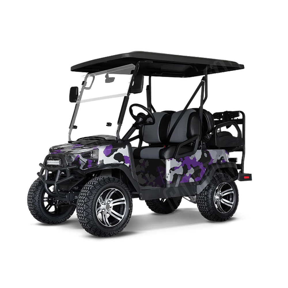 Large Cumulus Purple Tiger Golf Cart Camo Vinyl Wrap