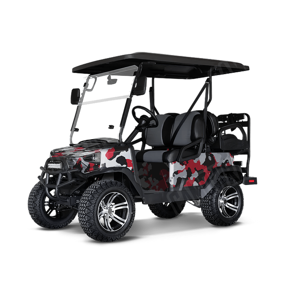 Large Cumulus Red Tiger Golf Cart Camo Vinyl Wrap