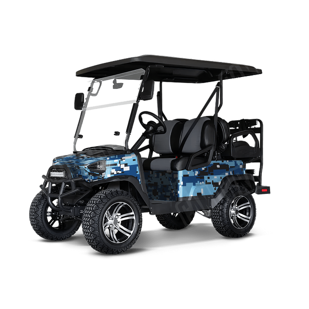 Large Digital Baby Blue Golf Cart Camo Vinyl Wrap