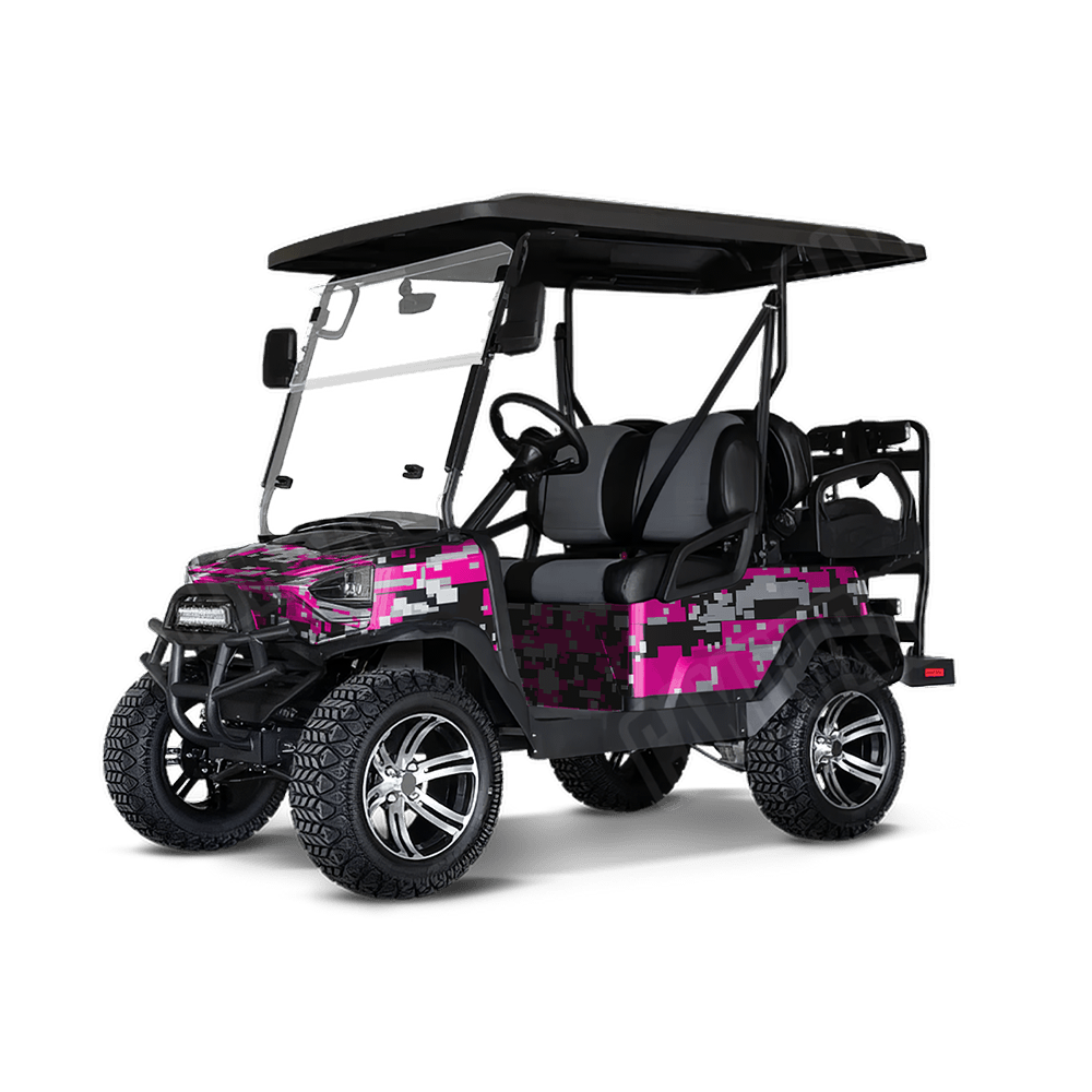 Large Digital Magenta Tiger Golf Cart Camo Vinyl Wrap