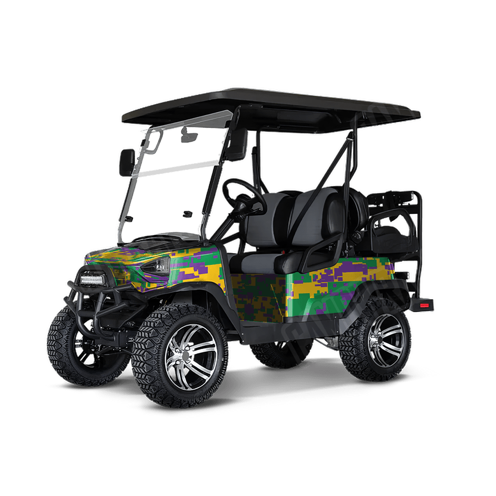 Large Digital Mardi Gras Golf Cart Camo Vinyl Wrap