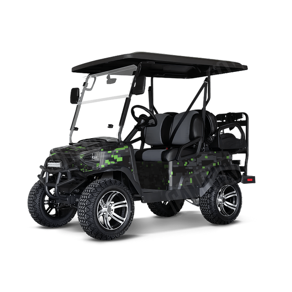 Large Digital Metro Green Golf Cart Camo Vinyl Wrap