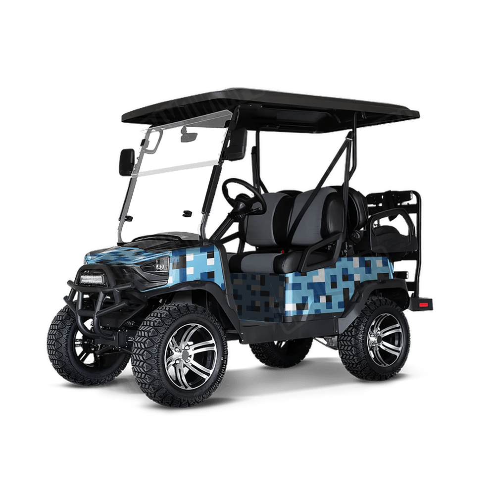 Pixel Baby Blue Golf Cart Wraps