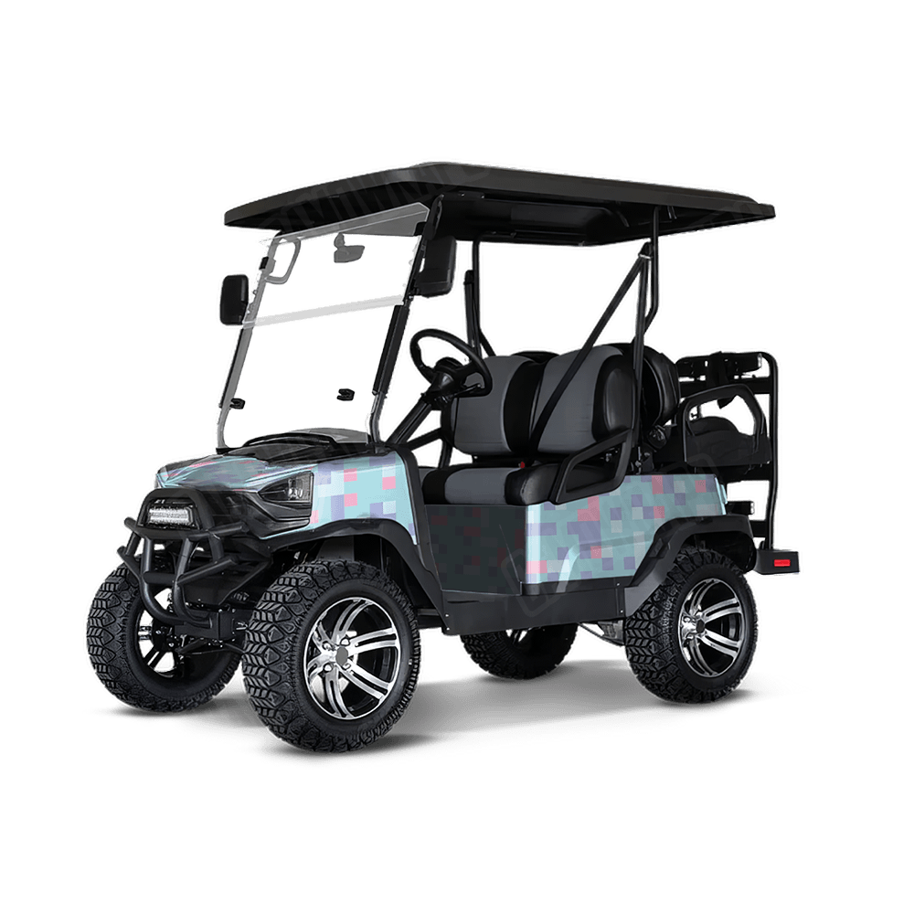 Pixel Cotton Candy Golf Cart Wraps