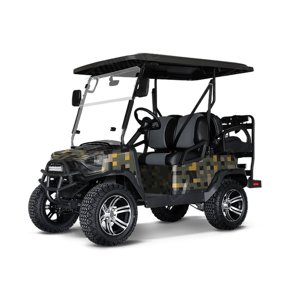 Pixel Militant Yellow Golf Cart Wraps