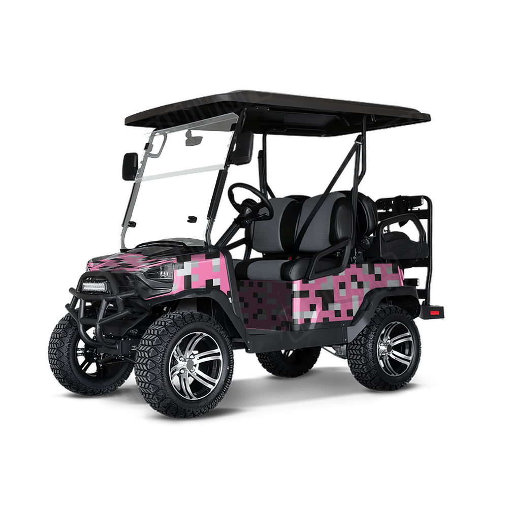 Pixel Pink Tiger Golf Cart Wraps