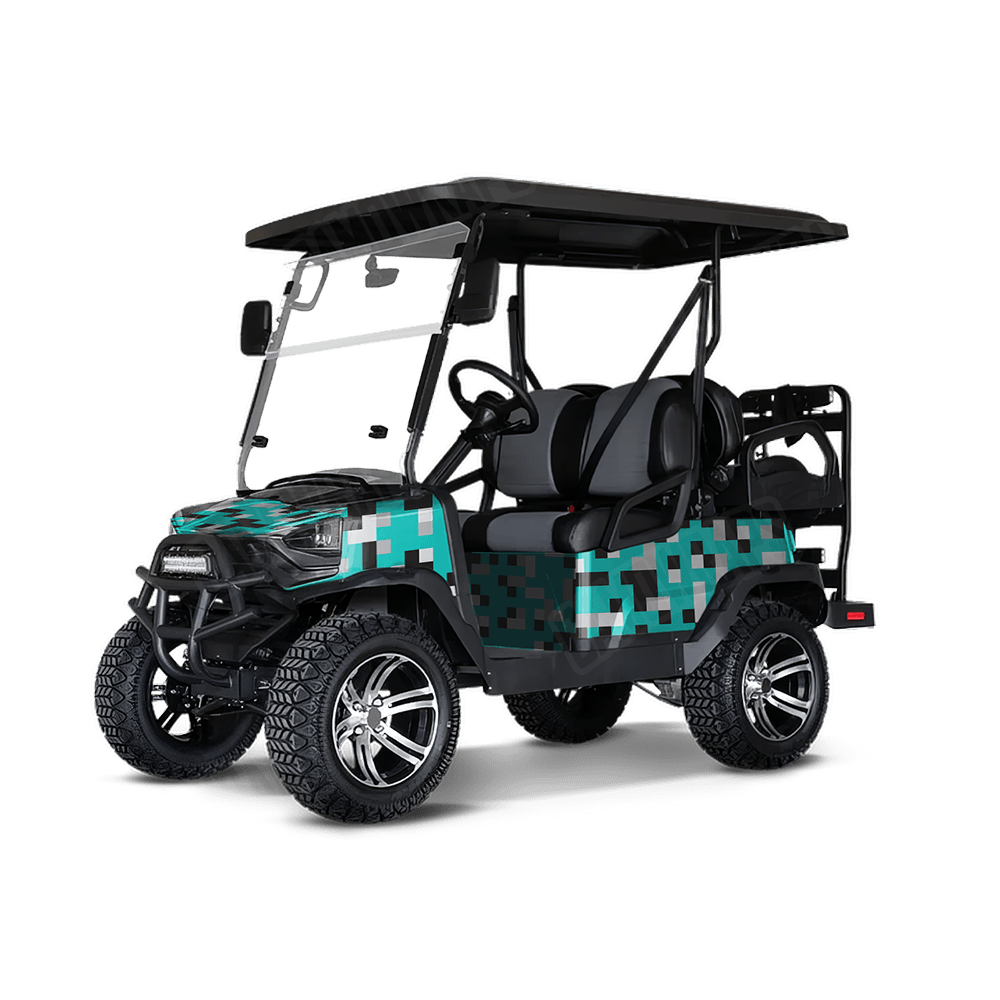 Pixel Tiffany Blue Tiger Golf Cart Wraps