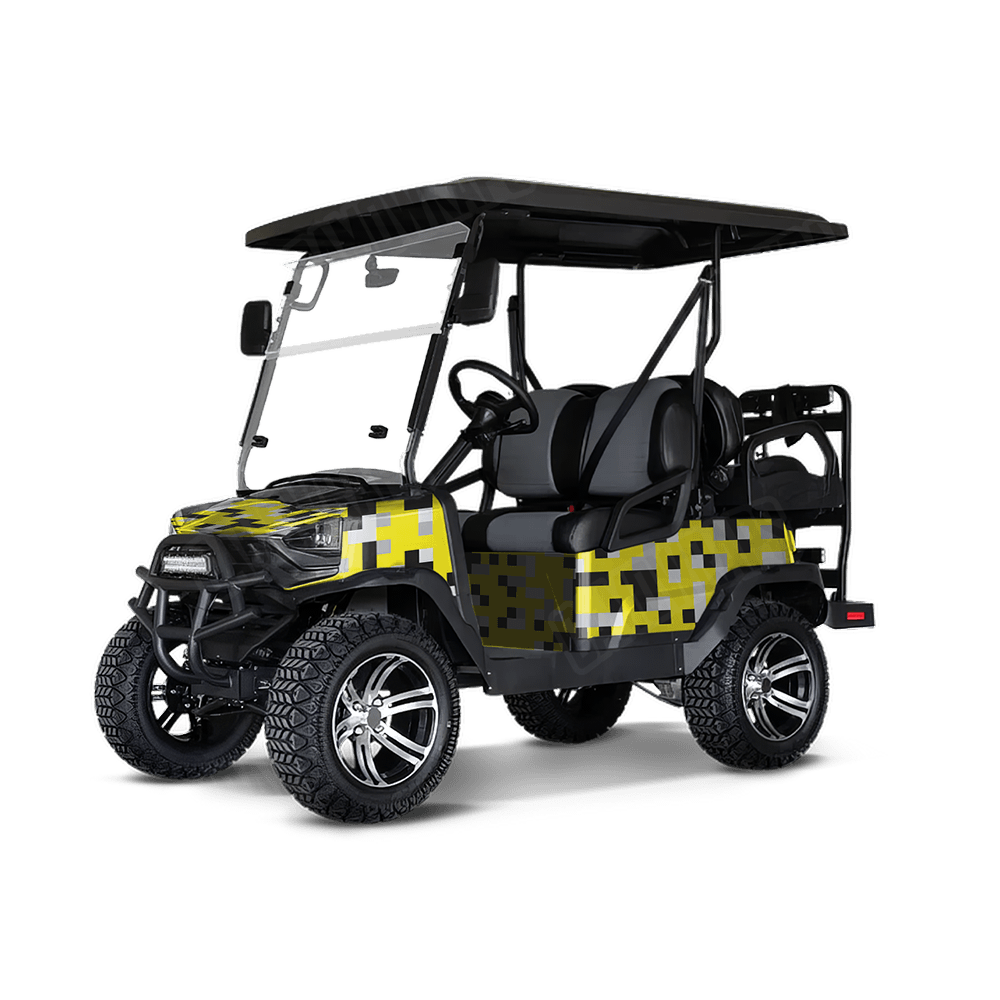 Pixel Yellow Tiger Golf Cart Wraps