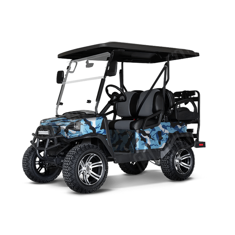 Large Ragged Baby Blue Golf Cart Camo Vinyl Wrap