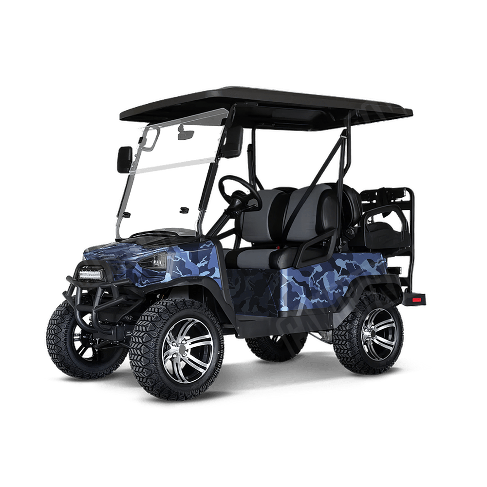 Large Ragged Blue Urban Night Golf Cart Camo Vinyl Wrap
