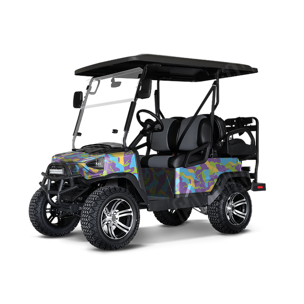 Large Ragged Carnival Golf Cart Camo Vinyl Wrap