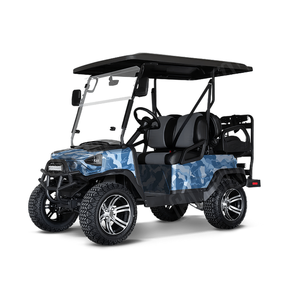 Large Ragged Cool Blue Golf Cart Camo Vinyl Wrap