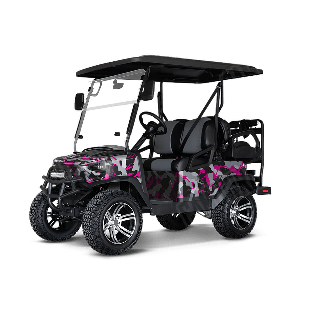 Large Ragged Magenta Tiger Golf Cart Camo Vinyl Wrap