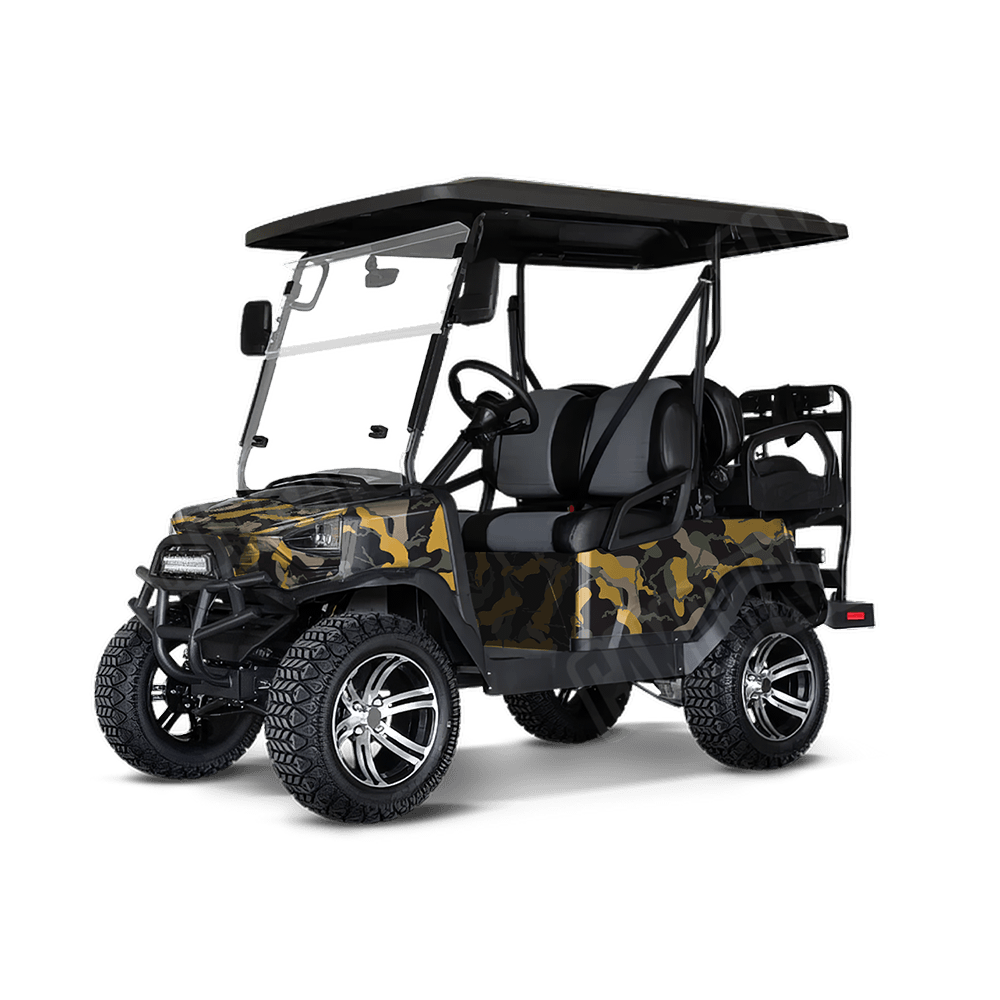 Large Ragged Militant Yellow Golf Cart Camo Vinyl Wrap