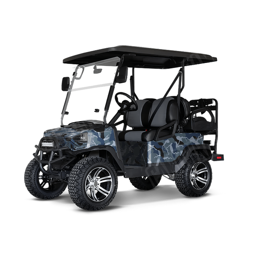 Large Ragged Navy Golf Cart Camo Vinyl Wrap