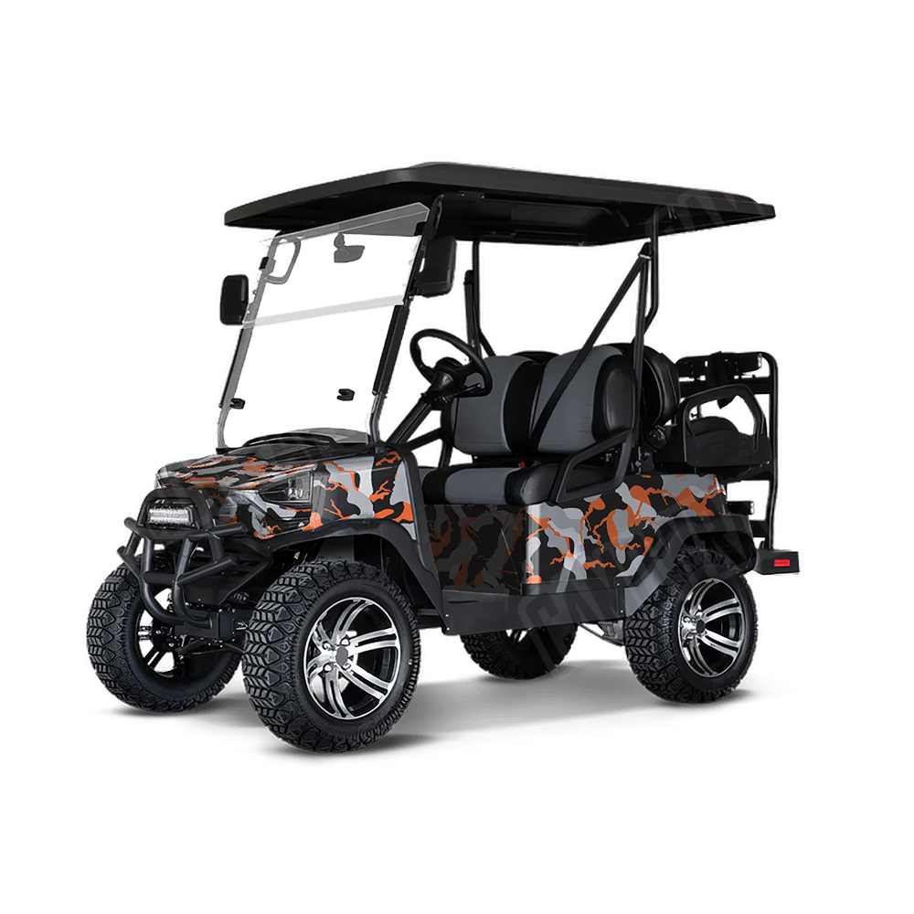 Large Ragged Orange Tiger Golf Cart Camo Vinyl Wrap