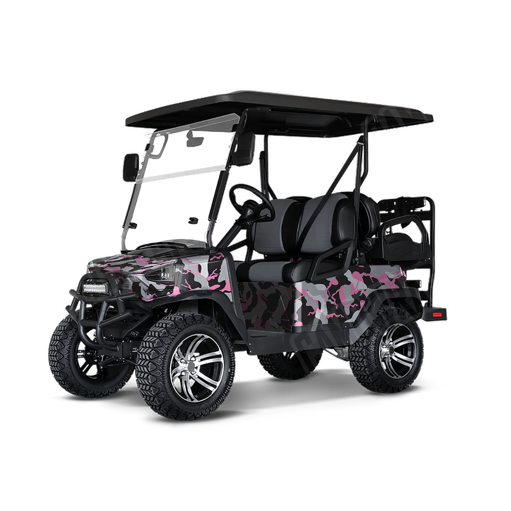 Large Ragged Pink Tiger Golf Cart Camo Vinyl Wrap