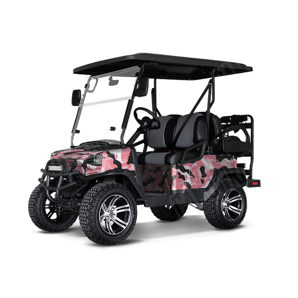 Large Ragged Pink Golf Cart Camo Vinyl Wrap