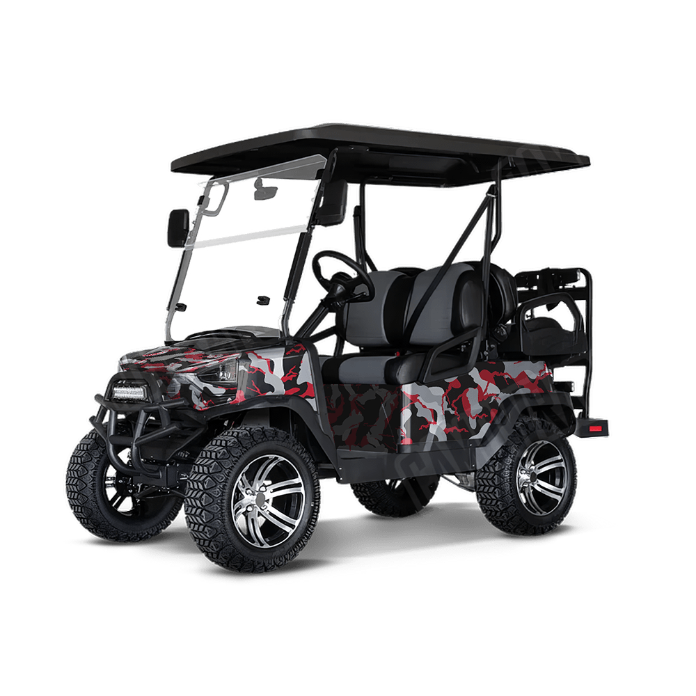Large Ragged Red Tiger Golf Cart Camo Vinyl Wrap