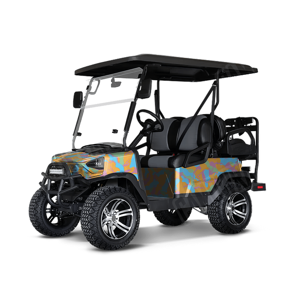 Large Ragged Sherbert Golf Cart Camo Vinyl Wrap