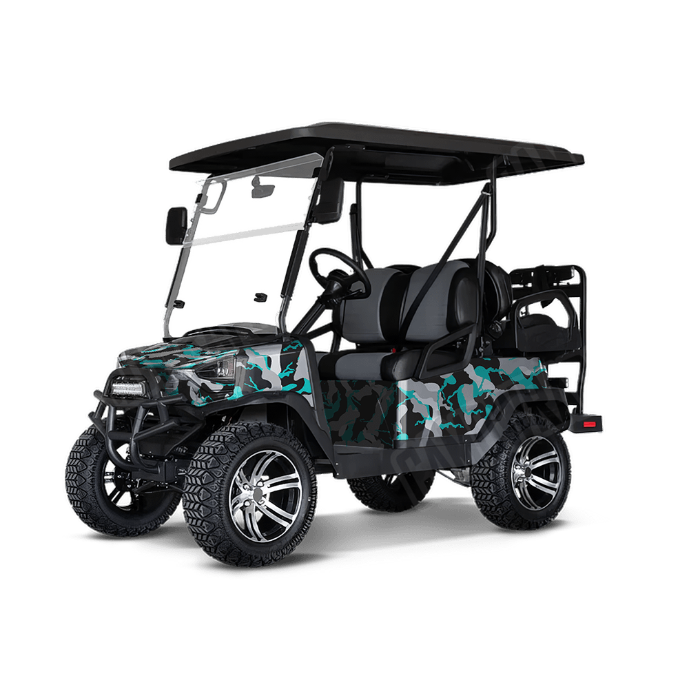 Large Ragged Tiffany Blue Tiger Golf Cart Camo Vinyl Wrap