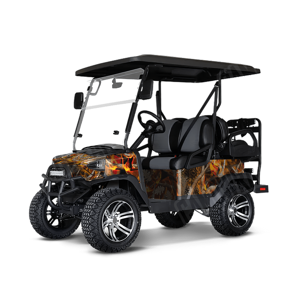 Nature Burning Buck Skull Golf Cart Camo Vinyl Wrap