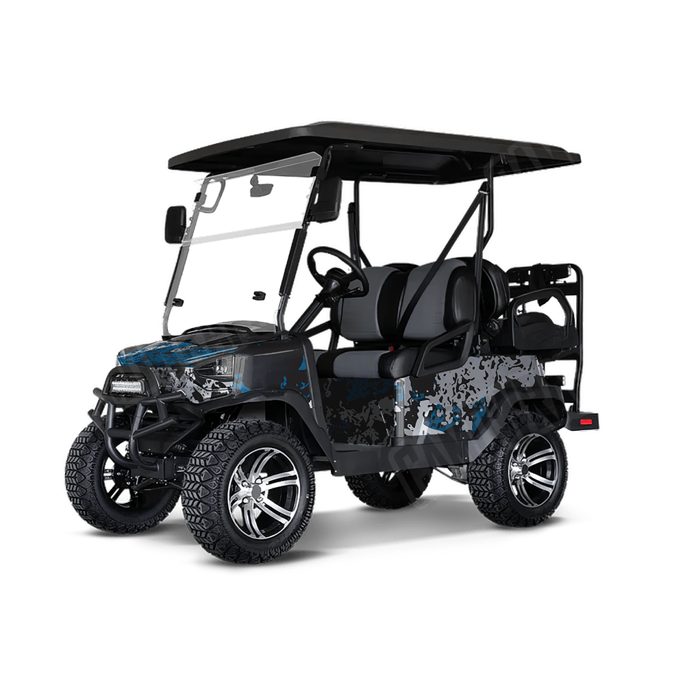 Pasted Blue Tiger Golf Cart Camo Vinyl Wrap