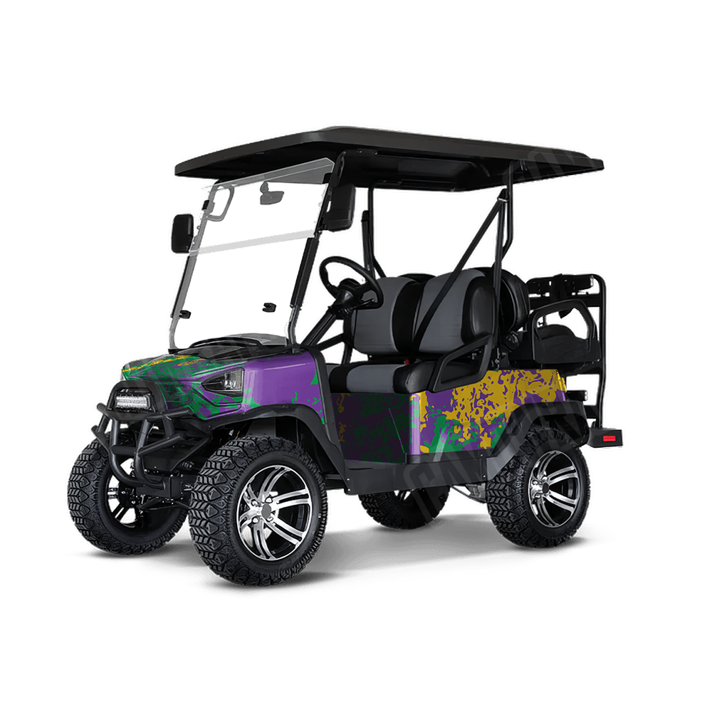 Pasted Mardi Gras Golf Cart Camo Vinyl Wrap