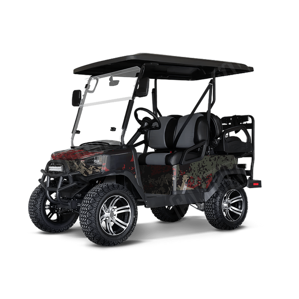 Pasted Militant Red Golf Cart Camo Vinyl Wrap
