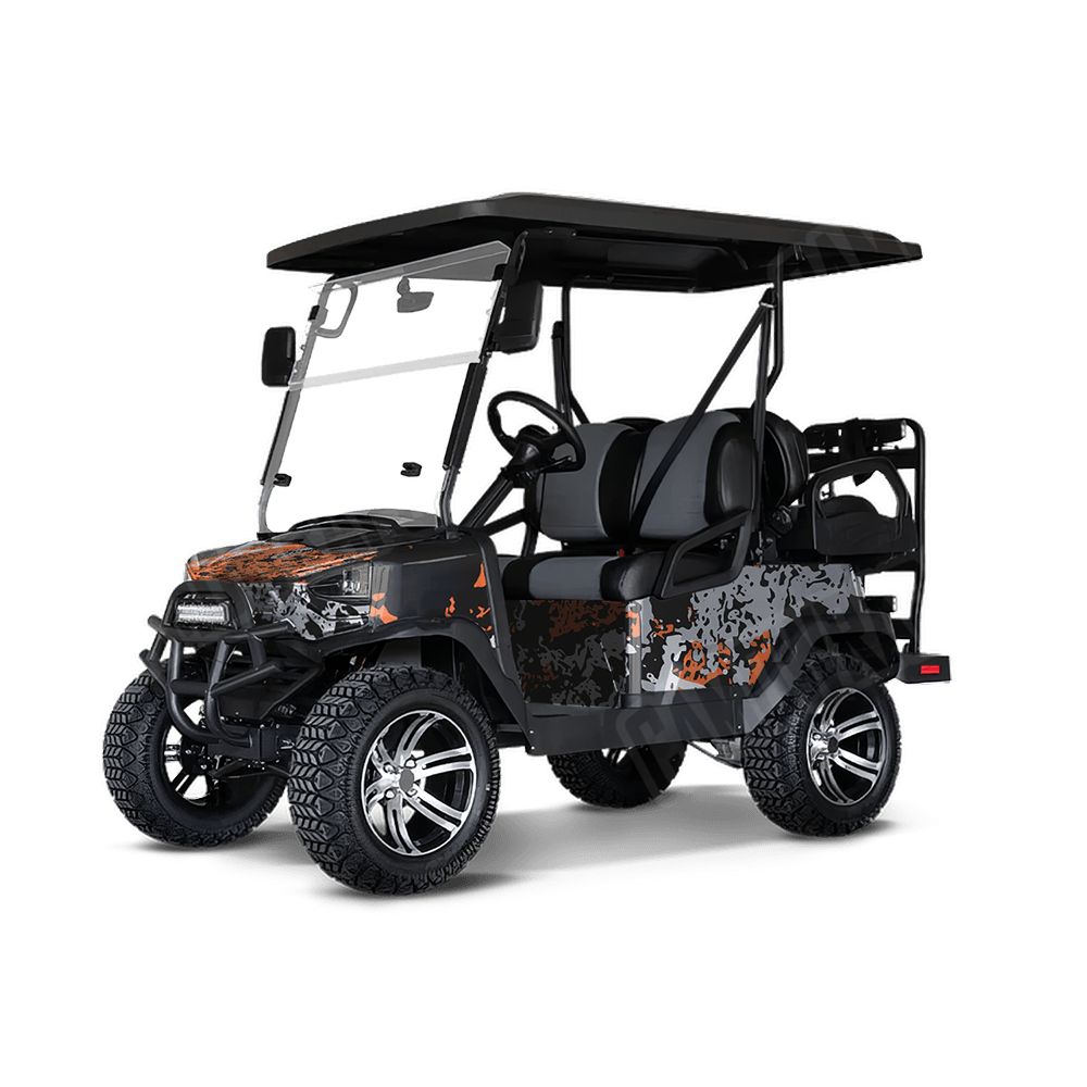 Pasted Orange Tiger Golf Cart Camo Vinyl Wrap