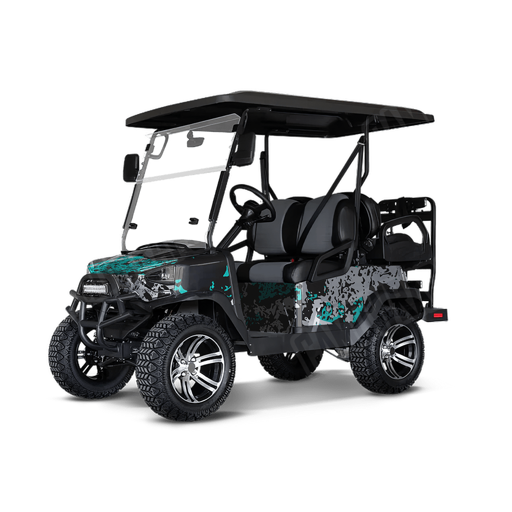 Pasted Tiffany Blue Tiger Golf Cart Camo Vinyl Wrap