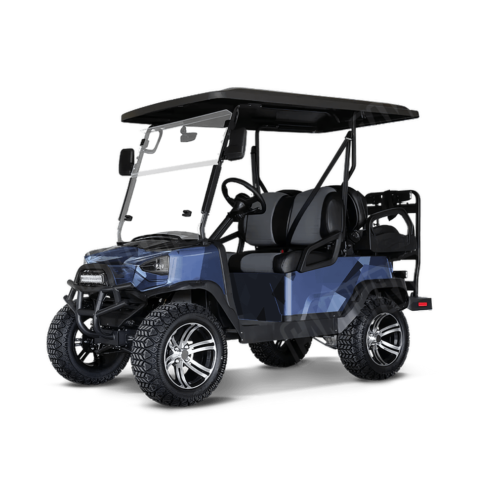 Shattered Blue Urban Night Golf Cart Camo Vinyl Wrap