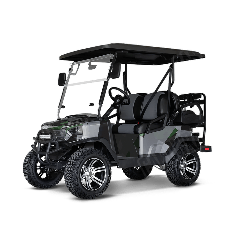 Shattered Green Tiger Golf Cart Camo Vinyl Wrap
