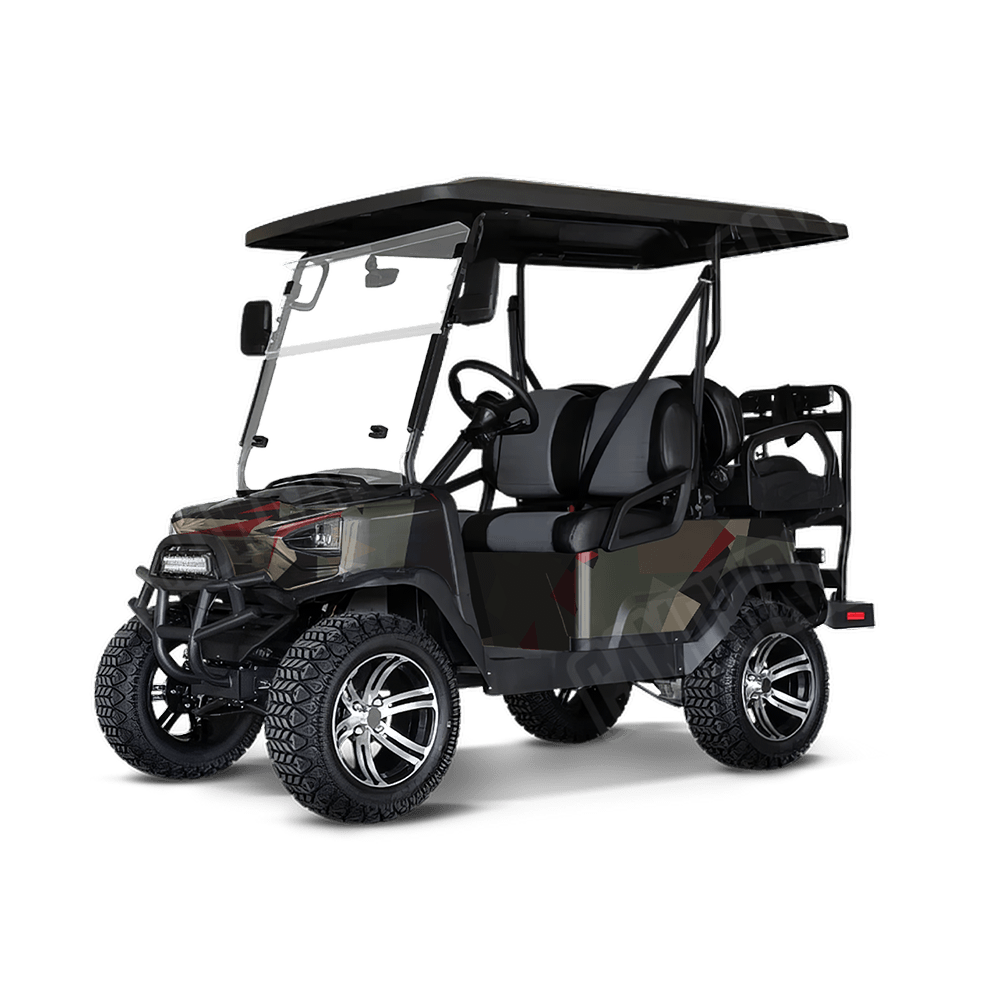 Shattered Militant Red Golf Cart Camo Vinyl Wrap