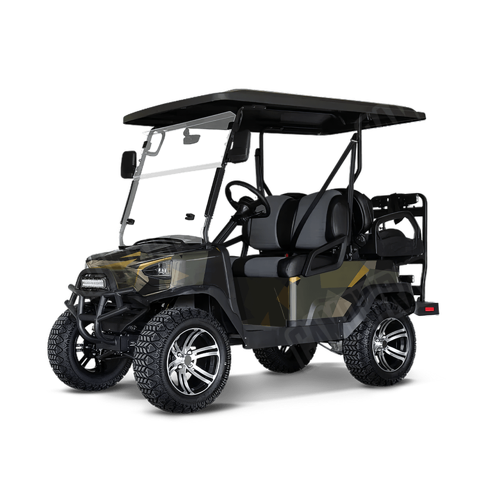 Shattered Militant Yellow Golf Cart Camo Vinyl Wrap