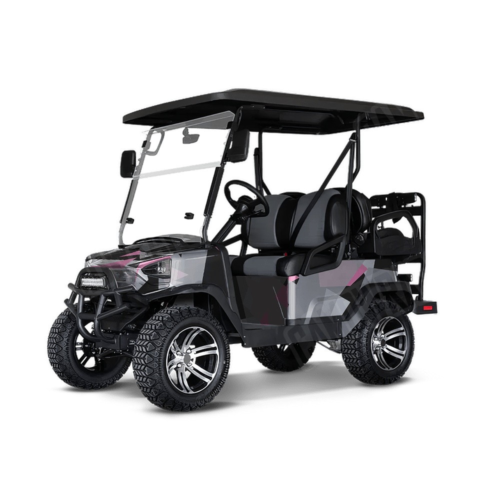 Shattered Pink Tiger Golf Cart Camo Vinyl Wrap