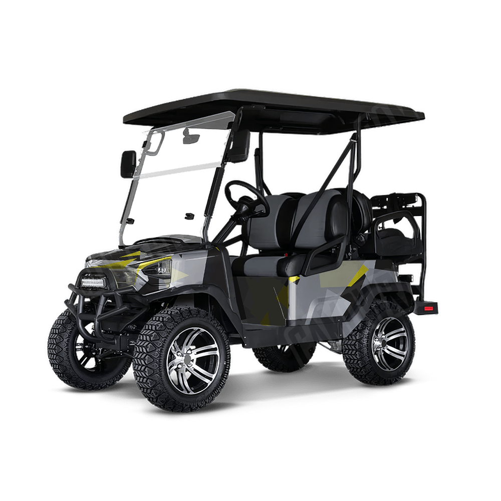Shattered Yellow Tiger Golf Cart Camo Vinyl Wrap